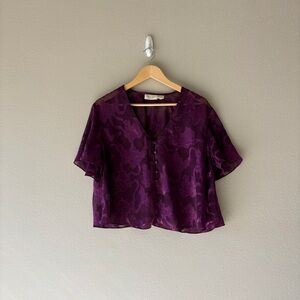 vintage 80s Victoria's secret purple lace cropped blouse